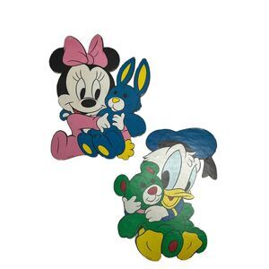 2 Vtg 90’s Disney Minnie Mouse Donald Duck Wall Decor Nursery‎ Cardboard Cutouts